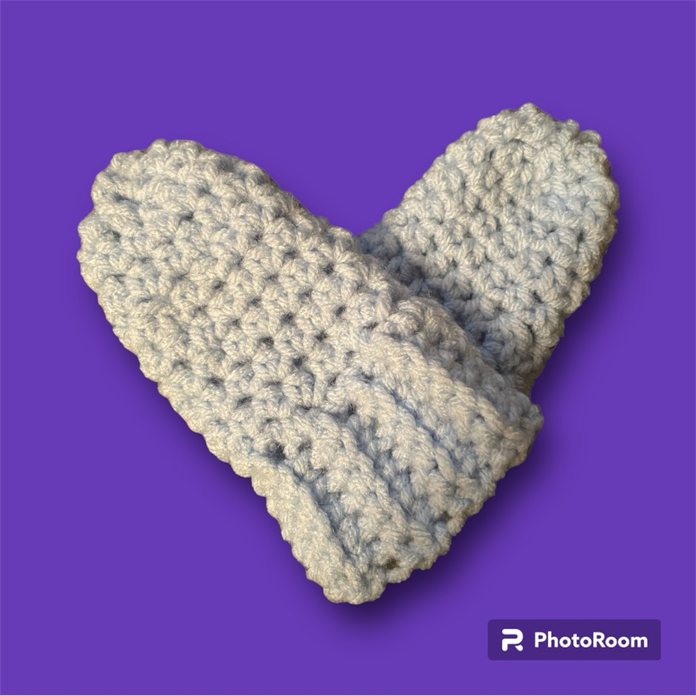 Crocheted Light Blue Baby Mittens